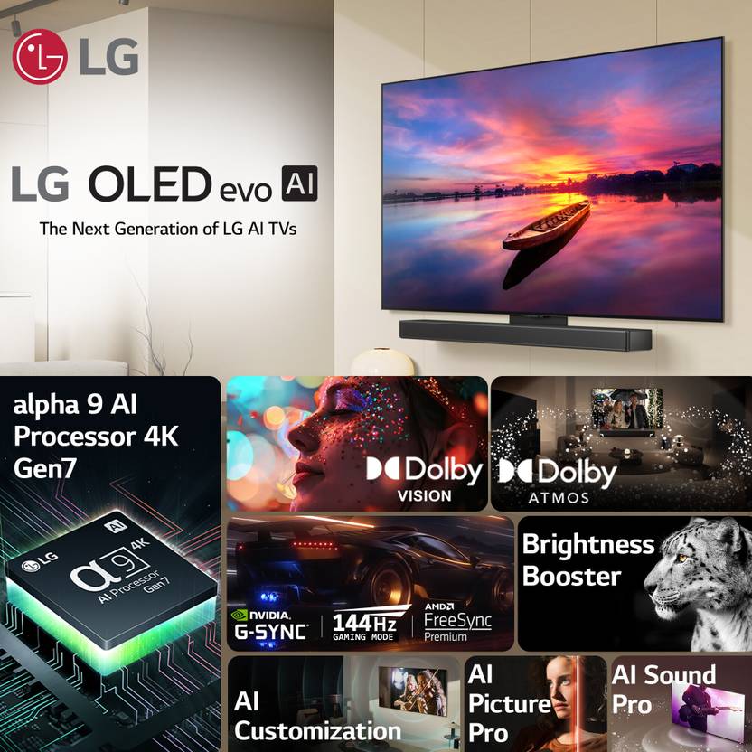 LG AI TV OLED evo C4 139 cm (55 inch) OLED Ultra HD (4K) Smart WebOS TV with Alpha 9 AI Processor 4K Gen7 (OLED55C46LA)-2