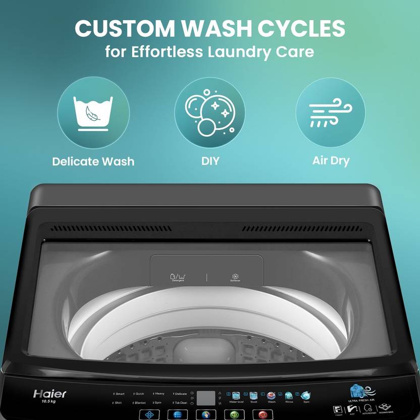Haier 10.5 kg With Ultra Fresh Air Technology, Oceanus Wave Steel Drum, Balance Clean Pulsator, Custom Wash Cycles with 15 Mins Quick Wash, Magic (ETL105-CAFS8)-3