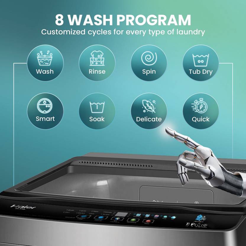 Haier 10.5 kg With Ultra Fresh Air Technology, Oceanus Wave Steel Drum, Balance Clean Pulsator, Custom Wash Cycles with 15 Mins Quick Wash, Magic (ETL105-CAFS8)-4
