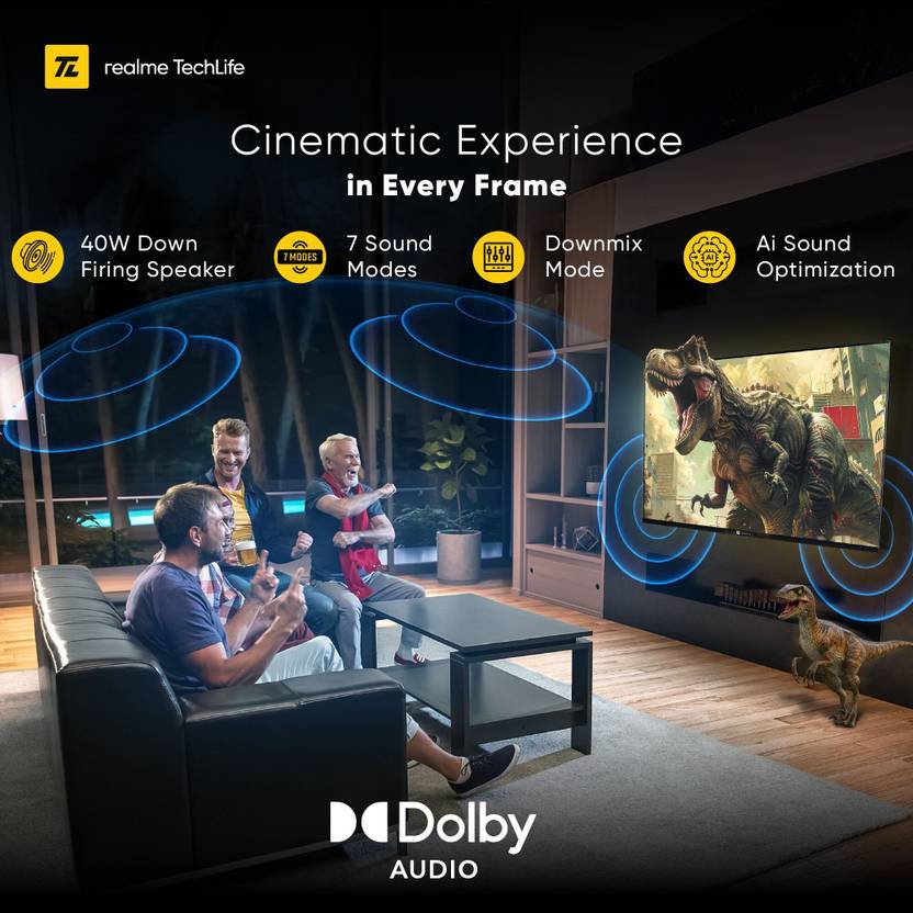 Realme TechLife 109 cm (43 inch) Ultra HD (4K) LED Smart Google TV with 5.0 with Dolby Audio, and 40 W downfiring speaker (43UHDGDRVSAB)-2
