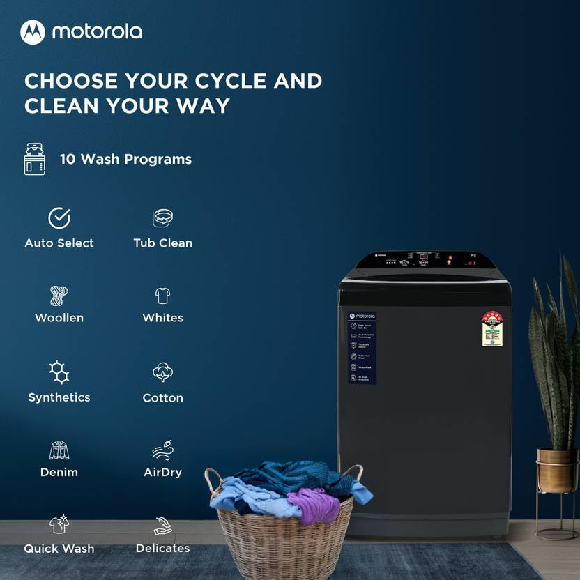 Motorola 9 kg 5 Star, Intelligent Smart Programs Fully Automatic Top Load Washing Machine Grey, Black (MTTL905NNNHG)-3