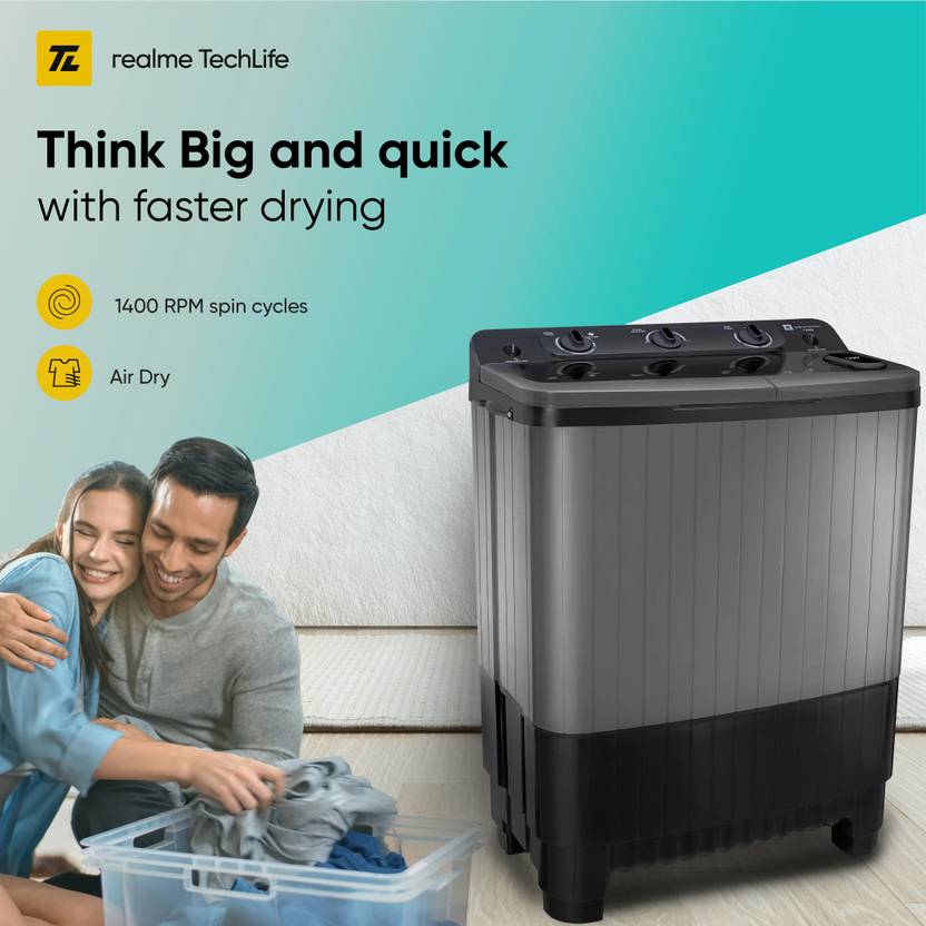 Realme TechLife 7.5 kg 5 Star Rating Semi Automatic Top Load Washing Machine Black, Grey (RMSA755NNNDG)-3