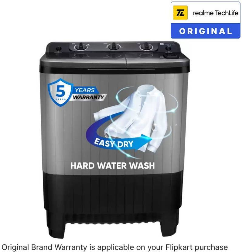 Realme TechLife 7.5 kg 5 Star Rating Semi Automatic Top Load Washing Machine Black, Grey (RMSA755NNNDG)-2