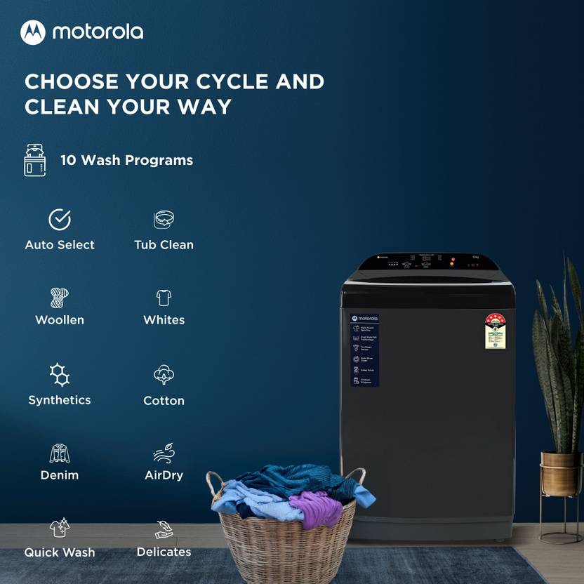 Motorola 12 kg 5 Star, Intelligent Smart Programs Fully Automatic Top Load Washing Machine Grey, Black (MTTL1205NNNHG)-3