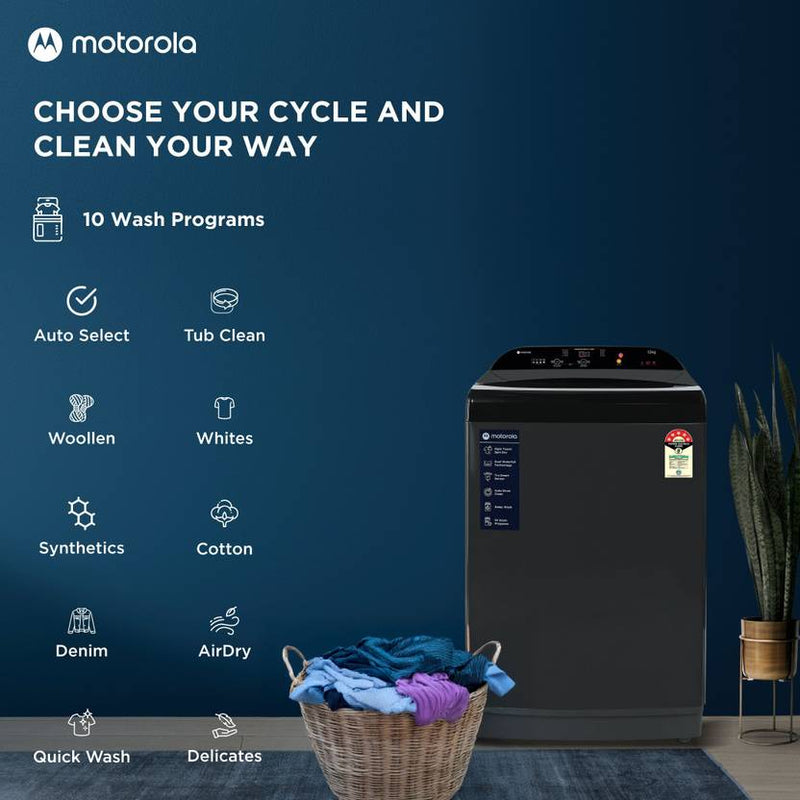 Motorola 12 kg 5 Star, Intelligent Smart Programs Fully Automatic Top Load Washing Machine Grey, Black (MTTL1205NNNHG)-3