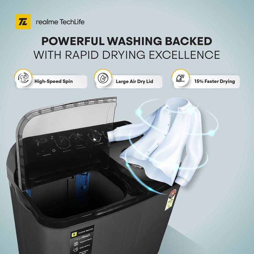 Realme TechLife 10 kg Semi Automatic Top Load Washing Machine Grey (RMSA1005NNNHS)-2