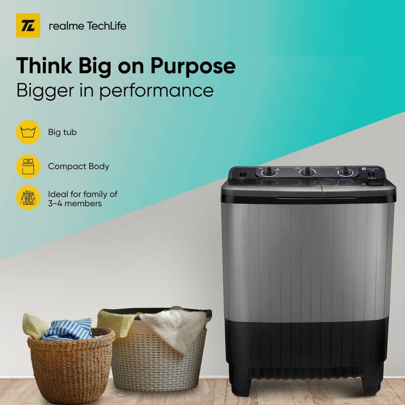 Realme TechLife 7.5 kg 5 Star Rating Semi Automatic Top Load Washing Machine Black, Grey (RMSA755NNNDG)-4