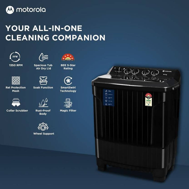 Motorola 8 kg 5 star rating Midnight Series Semi Automatic Top Load Washing Machine Black (MTSA805NNNDB)-2