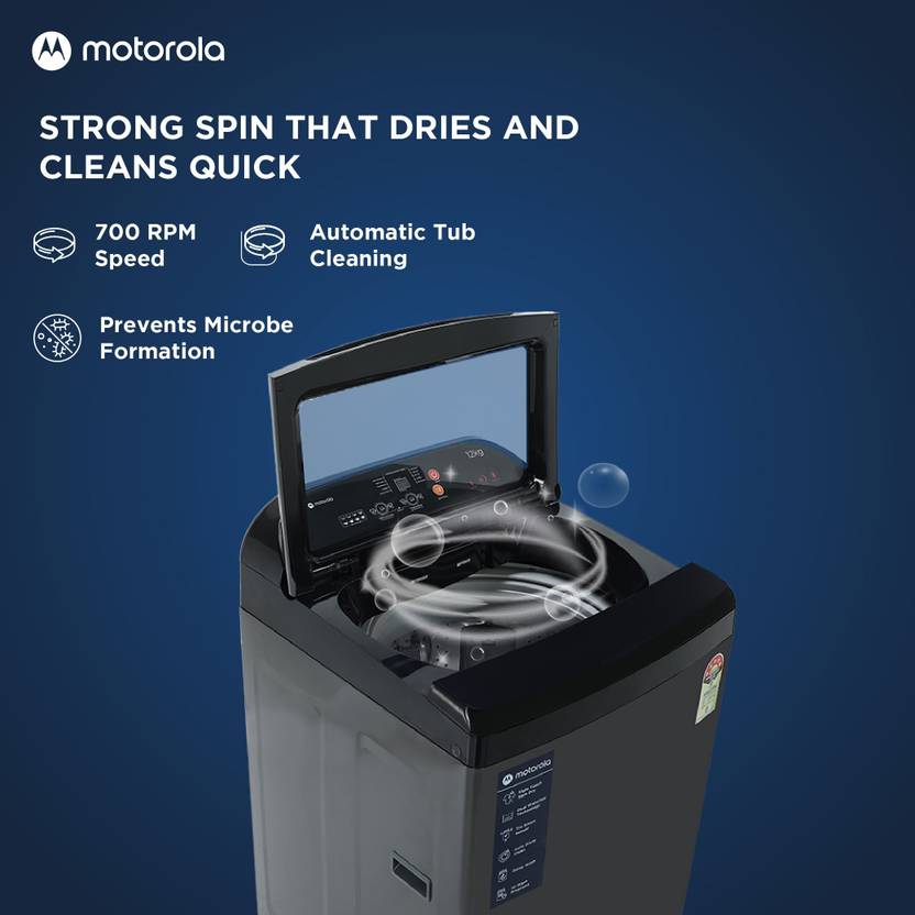 Motorola 12 kg 5 Star, Intelligent Smart Programs Fully Automatic Top Load Washing Machine Grey, Black (MTTL1205NNNHG)-4