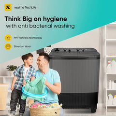 Realme TechLife 8.5 kg 5 Star rating Semi Automatic Top Load Washing Machine Grey, Black (RMSA855NNNDG)-4