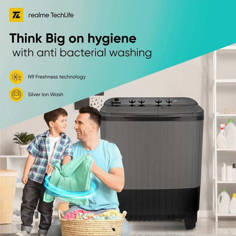 Realme TechLife 8.5 kg 5 Star rating Semi Automatic Top Load Washing Machine Grey, Black (RMSA855NNNDG)-4