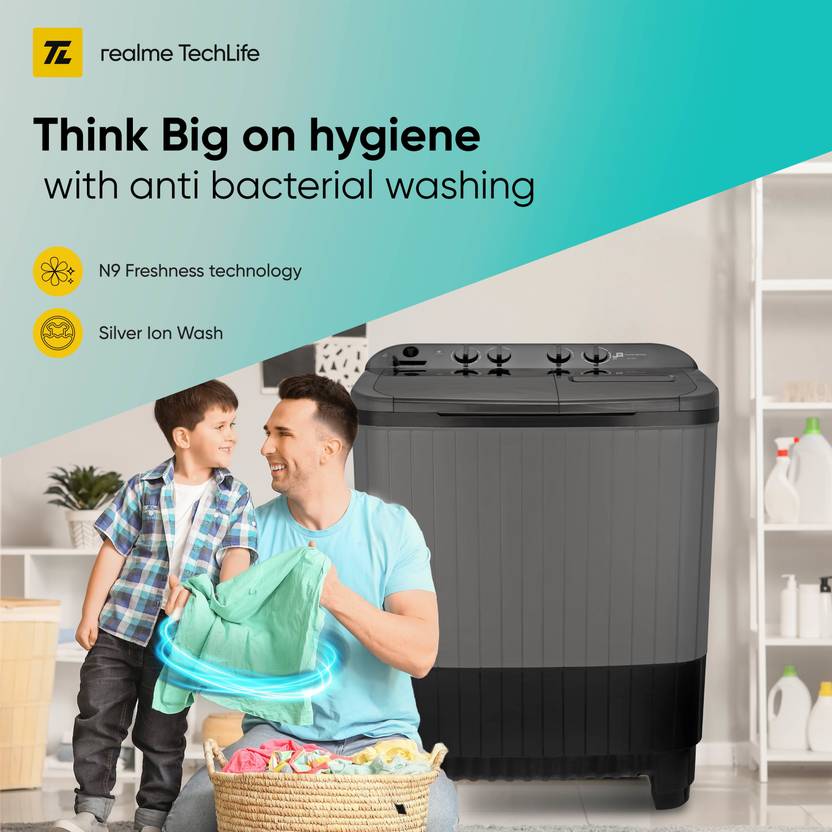 Realme TechLife 8.5 kg 5 Star rating Semi Automatic Top Load Washing Machine Grey, Black (RMSA855NNNDG)-4