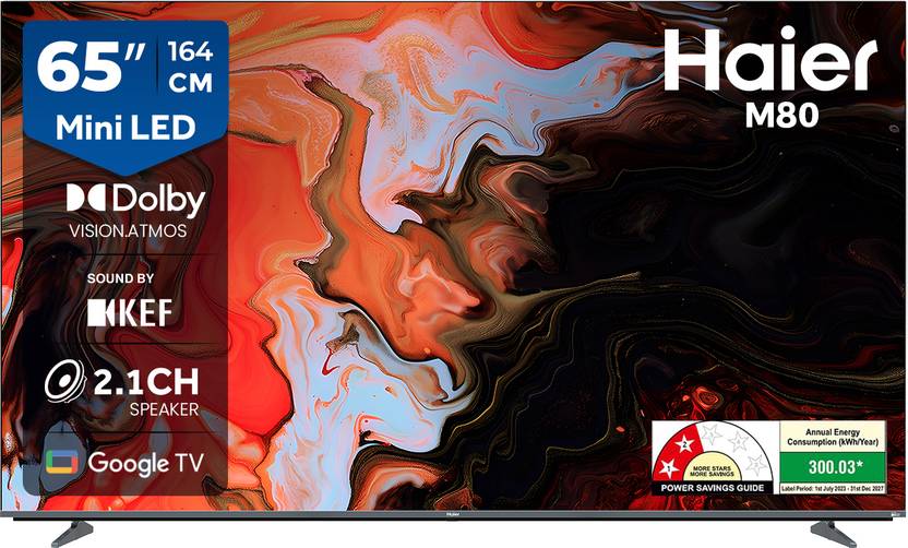 Haier M80 165 cm (65 inch) Ultra HD (4K) Mini LED Smart Google TV with Dolby Vision, 2.1 Ch 50W Speaker with suboofer (H65M80FUX)