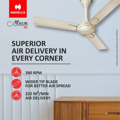 HAVELLS Milor ES with 2 Year Warranty Energy Saving 1200 mm Ceiling Fan (1 Star | Gold | Pack of 1)