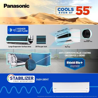 Panasonic 2025 Model 2 Ton 3 Star Split Inverter AC with Wi-fi Connect - White