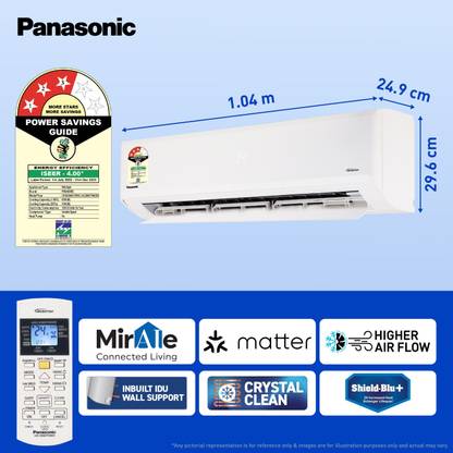 Panasonic 2025 Model 2 Ton 3 Star Split Inverter AC with Wi-fi Connect - White