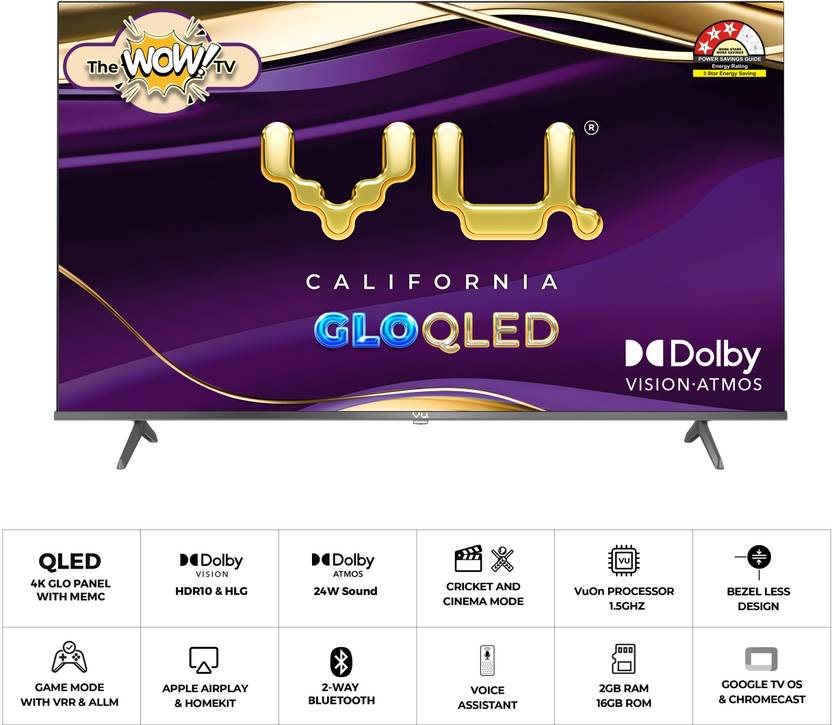 Vu GloQLED 139 cm (55 inch) QLED Ultra HD (4K) Smart Google TV (55GLOQLED25)-2