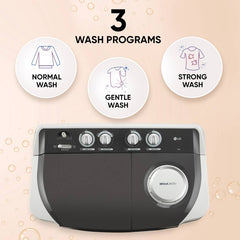 LG 7 kg 5 Star with Wind Jet Dry, Collar Scrubber and Rust Free Plastic Base Semi Automatic Top Load Washing Machine Grey, White (P7020NGAZ)-3