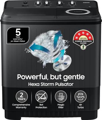 Samsung 9.5 kg 5 star,Air Turbo Drying Semi Automatic Top Load Washing Machine Black, Grey (WT95A4260GD/TL)