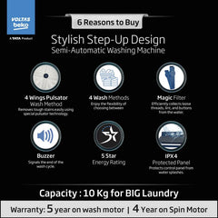 Voltas Beko 10 kg Semi Automatic Top Load Washing Machine Blue (WTT10UEA1 / OK4I0I0W01)-2