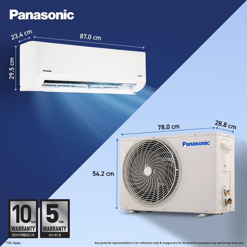 Panasonic 2026 Model 1 Ton 5 Star Split Inverter with Wi-fi Smart, DustBuster Tech, Matter Enabled, AI, Higher Airflow, 4-Way Swing, Cools at 55 Deg. (CS-NU12BKY5W/CU-NU12BKY5W, White)-4