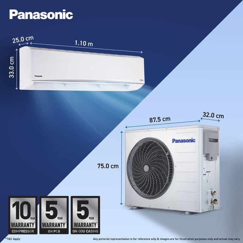 Panasonic 2026 Model 2.5 Ton 3 Star Split Inverter with Wi-fi Smart, Matter Enabled, AI, Crystal Clean, Desert Cooling, Higher Airflow, 4-Way Swing, (CS-QU30CKYFM/CU-QU30CKYFM, White)-4