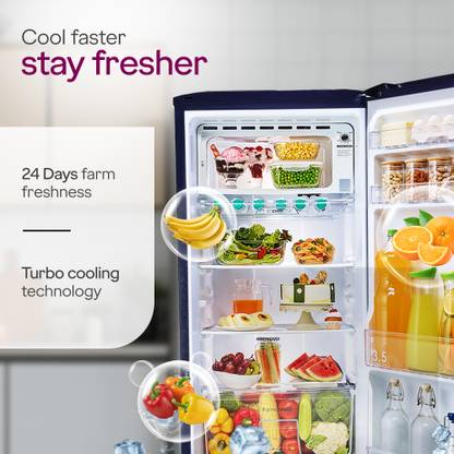 Godrej 180 L Direct Cool Single Door 5 Star Refrigerator with Base Drawer with Faster Bottle Cooling And Ice Making (Maple Blue, RD EDGENEO 207E TDF MP BL)