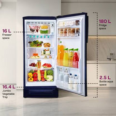 Godrej 180 L Direct Cool Single Door 5 Star Refrigerator with Base Drawer with Faster Bottle Cooling And Ice Making (Maple Blue, RD EDGENEO 207E TDF MP BL)