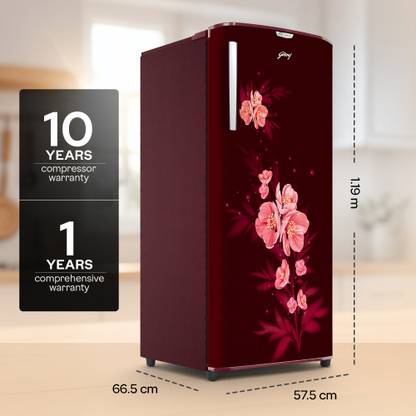 Godrej 180 L Direct Cool Single Door 5 Star Refrigerator with Jumbo Vegetable Tray, Faster Cooling And Ice Making (Maple Wine, RD EDGENEO 207E THF MP WN)