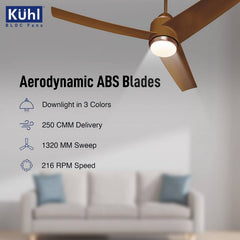 KUHL Windzz K3 1320 mm 65% Power Saving BLDC Ceiling Fan-4