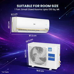 Haier 2026 Model 1 Ton 5 Star Split HEXA Inverter with Wi-fi AC (HSI14KU-GAI5NB-I,HSO14-5NB-I, White)-3