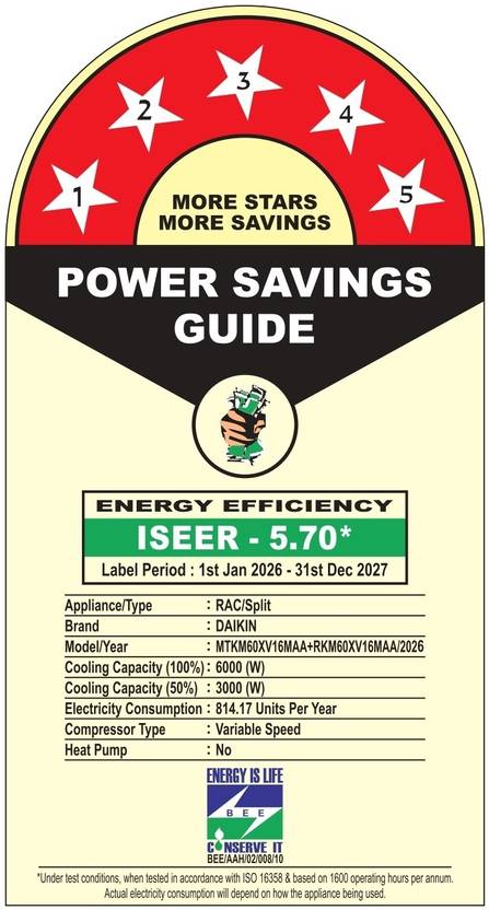 Daikin 2026 Model 1.8 Ton 5 Star Split Inverter AC (MTKM60XV16MAA, MTKM60XV16MAB, RKM60XV16MAA, White)-2