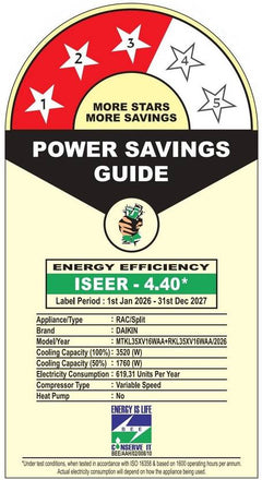 Daikin 2026 Model 1 Ton 3 Star Split Inverter AC (MTKL35XV16WAA RKL35XV16WAA, White)-2
