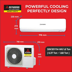 Mitsubishi HEAVY INDUSTRIES 2025 Model 1.6 Ton 4 Star Split Hyper Inverter Hyper Inverter AC AC (SRK18YYM-W6, SRC18YYM-W6, White)-3