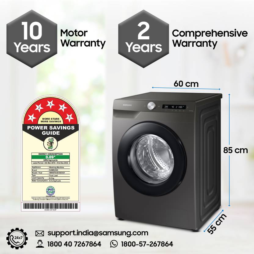 Samsung 8 kg with Steam,Wi-Fi Enabled Fully Automatic Front Load Washing Machine with In-built Heater Black (WW80T504DAN1TL)-4