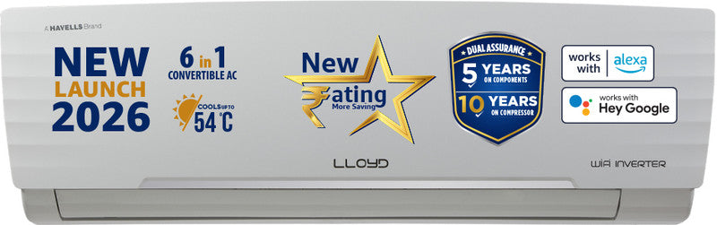 Lloyd 2026 Model 1.5 Ton 3 Star Split Inverter with Wi-fi AC (GLS18V3AGGSC, White)
