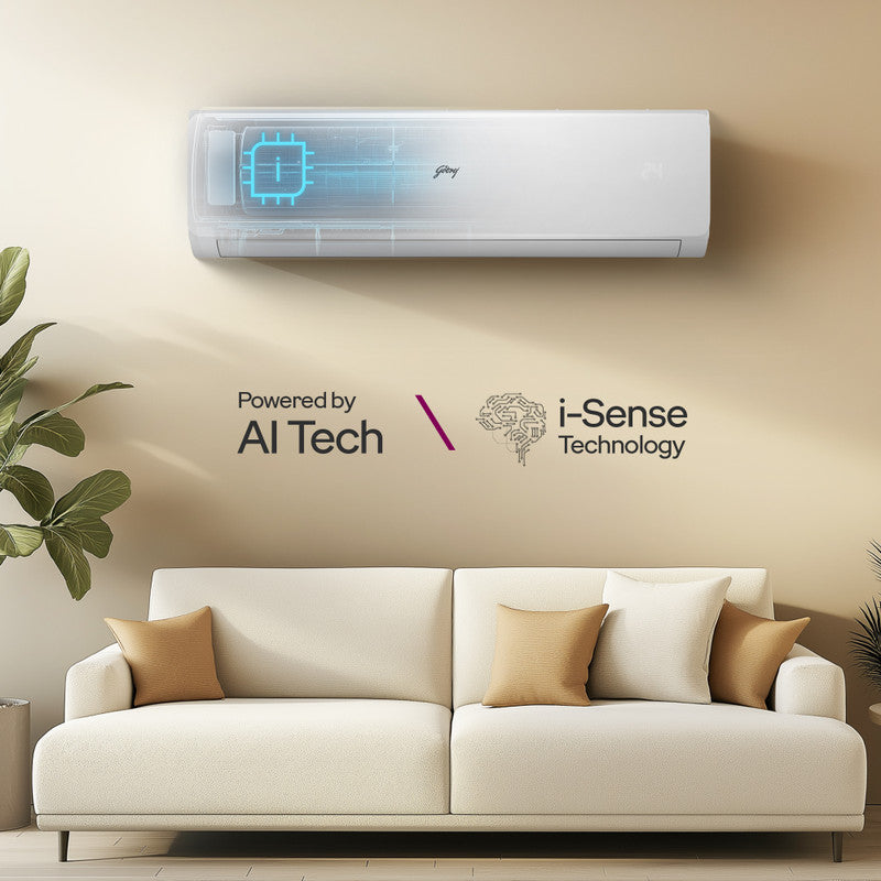 Godrej 2025 Model 3 Ton 3 Star Split Inverter AI Powered, 5-In-1 Convertible, Heavy Duty Cooling At Extreme Temperature AC (SIC 36JTC3 WZP, White)