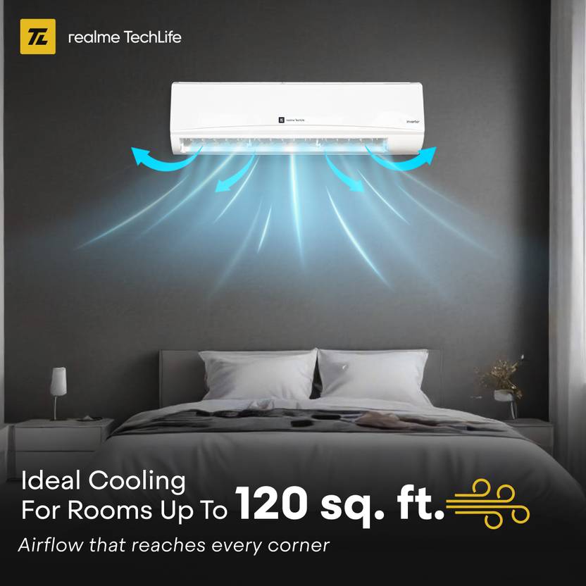 Realme TechLife 2026 Model 1.2 Ton 3 Star Split Inverter with Wi-fi (1 Ton + 0.2Ton Extra Cooling) with 5-in-1 Convertible Smart AC (123IAA26WRMS, White)-4