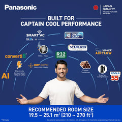 Panasonic 2026 Model 2.5 Ton 3 Star Split Inverter with Wi-fi Smart, Matter Enabled, AI, Crystal Clean, Desert Cooling, Higher Airflow, 4-Way Swing, (CS-QU30CKYFM/CU-QU30CKYFM, White)-3