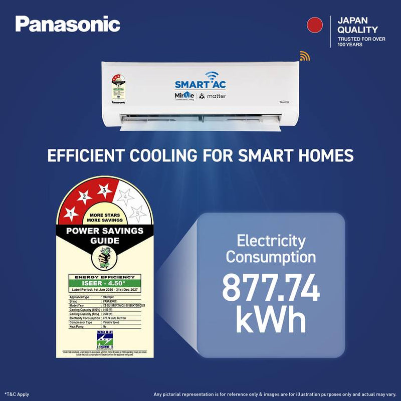 Panasonic 2026 Model 1.5 Ton 3 Star Split Inverter with Wi-fi Smart, DustBuster Tech, Matter Enabled, AI, Higher Airflow, 2-Way Swing, Cools at 55 (CS-SU18BKY3W/CU-SU18BKY3W, White)-2
