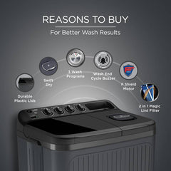 Lloyd 7.5 kg Semi Automatic Top Load Washing Machine Grey (GLWS755AODVG)-2