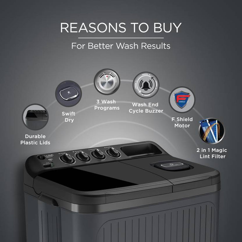 Lloyd 7.5 kg Semi Automatic Top Load Washing Machine Grey (GLWS755AODVG)-2