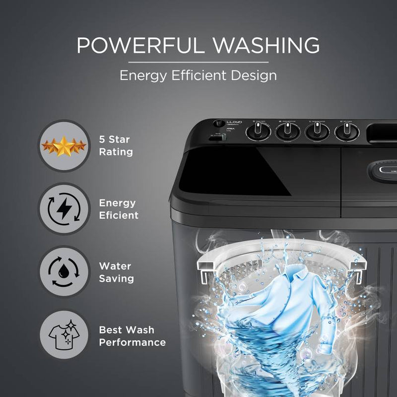 Lloyd 7.5 kg Semi Automatic Top Load Washing Machine Grey (GLWS755AODVG)-3