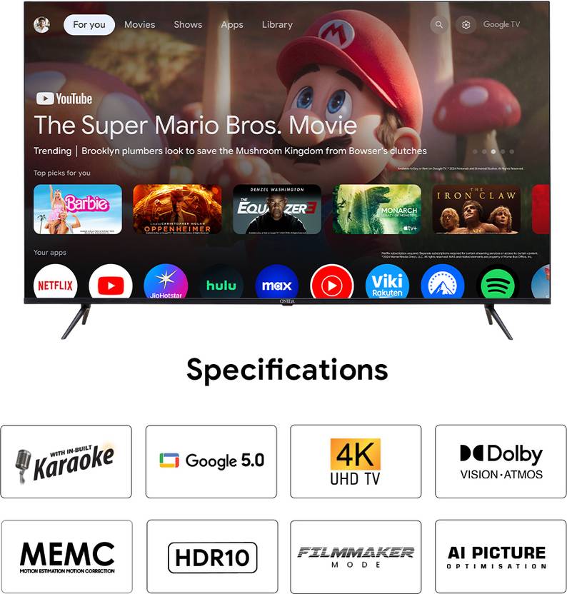 Onida Karaoke Series 164 cm (65 inch) Ultra HD (4K) LED Smart Google TV with Google 5.0, MEMC (65UGID)-2
