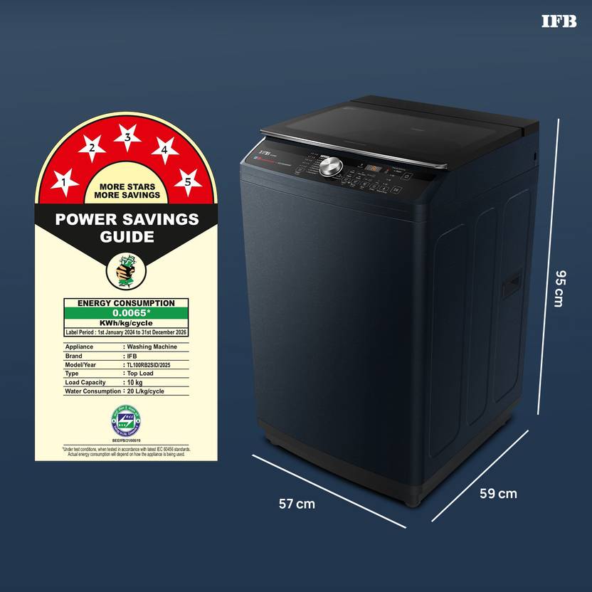 IFB 10 Kg 5 Star Inverter Fully Automatic Top Load Washing Machine (DeepClean, TL100RB2SID, Power Steam With In Built Heater, Royal Blue)-3