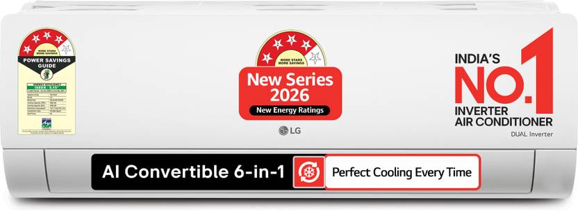 LG 2026 Model 1.42 Ton 4 Star Split Dual Inverter Faster Cooling and Energy Saving, AI Convertible 6-in-1 Cooling, 4 Way Air Swing, HD Filter with (AS-Q19JNYE, White)