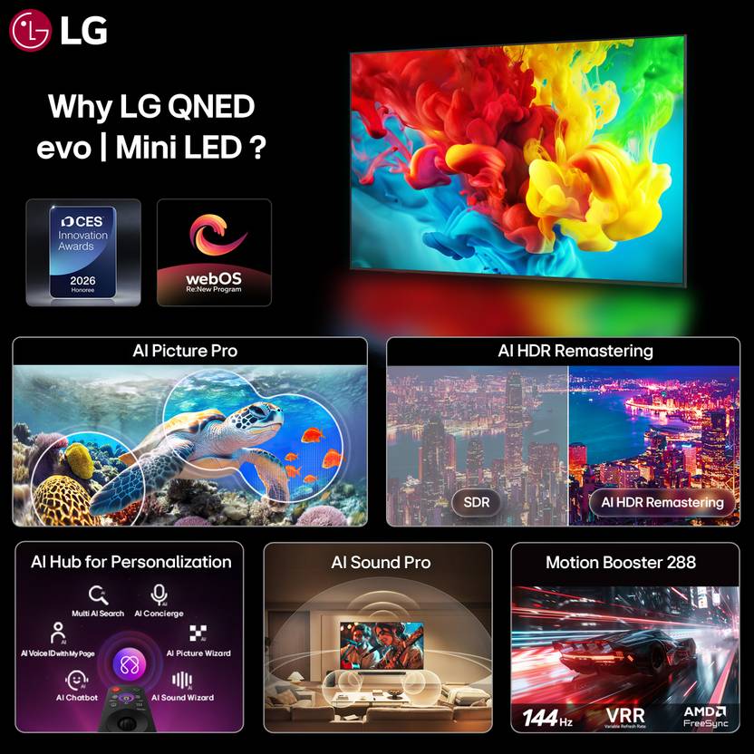 LG AI QNED evo 82 189 cm (75 inch) Ultra HD (4K) Mini LED Smart WebOS TV 2026 Edition with Dynamic QNED Color Pro, Mini LED with Precision HDR Master (75QNED82BLA)-3