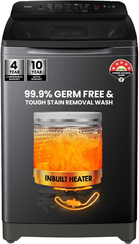 Haier 8 kg Fully Automatic Top Load Washing Machine with In-built Heater Black, Grey (HWM80-H678ES8)-1