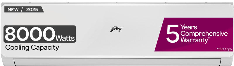 Godrej 2025 Model 3 Ton 3 Star Split Inverter AI Powered, 5-In-1 Convertible, Heavy Duty Cooling At Extreme Temperature AC (SIC 36JTC3 WZP, White)