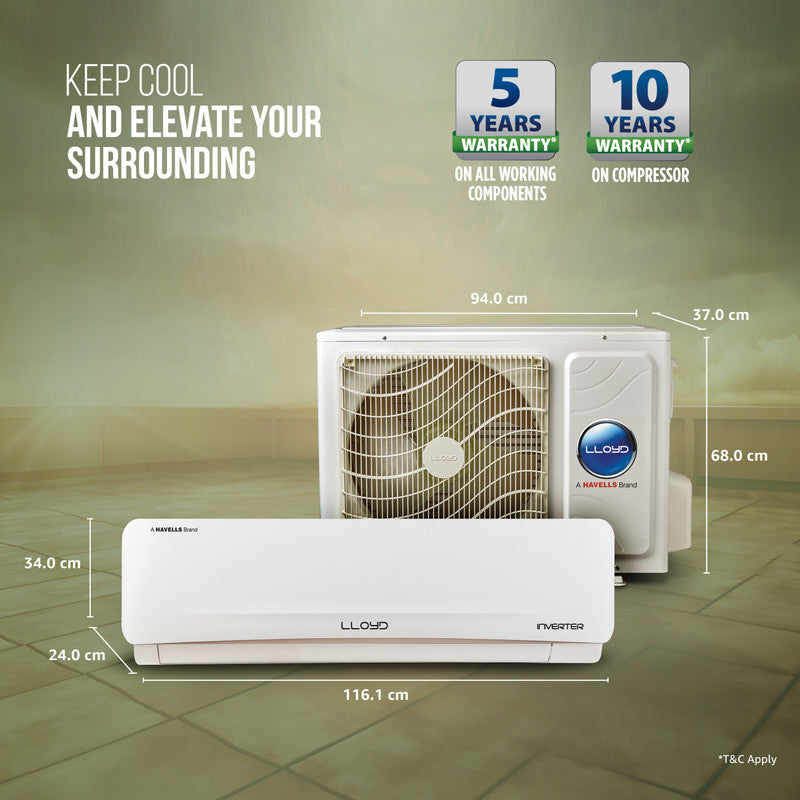 Lloyd 2026 Model 2 Ton 5 Star Split Inverter AC (GLS24I5AGCGR, White)